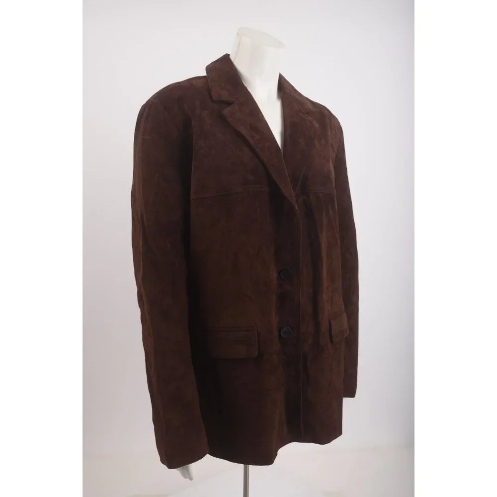 Zara ZW Collection Womans Suede Leather Blazer Jacket M Brown 4341/814 NWT - Picture 3 of 8